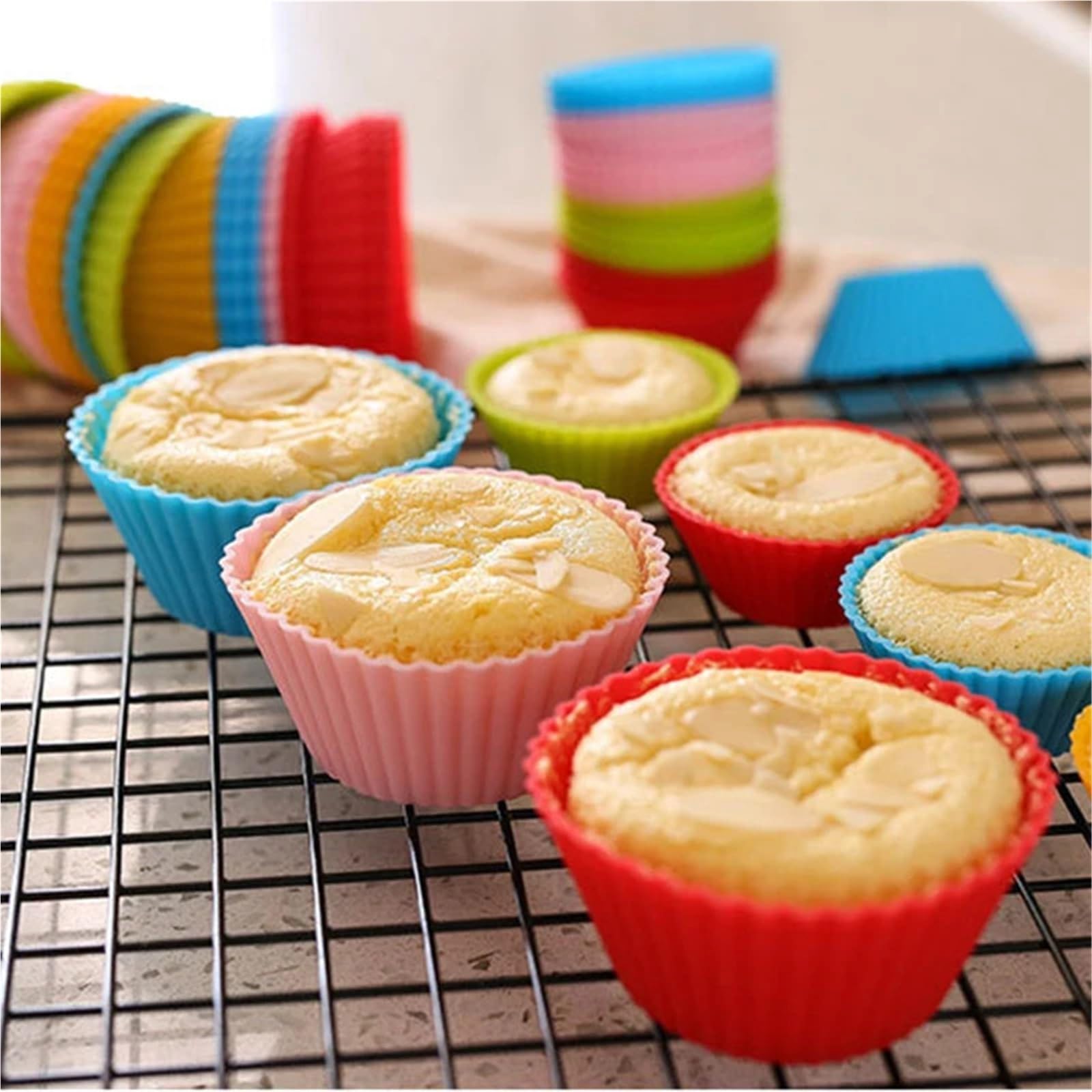 Stampi per muffin in silicone, riutilizzabili, 24 pezzi
