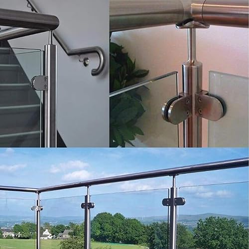 Miniatura 6 de MYOYAY Abrazadera de vidrio Soporte de vidrio redondo de acero inoxidable Soporte de vidrio ajustable Abrazaderas de clip de vidrio para vidrio