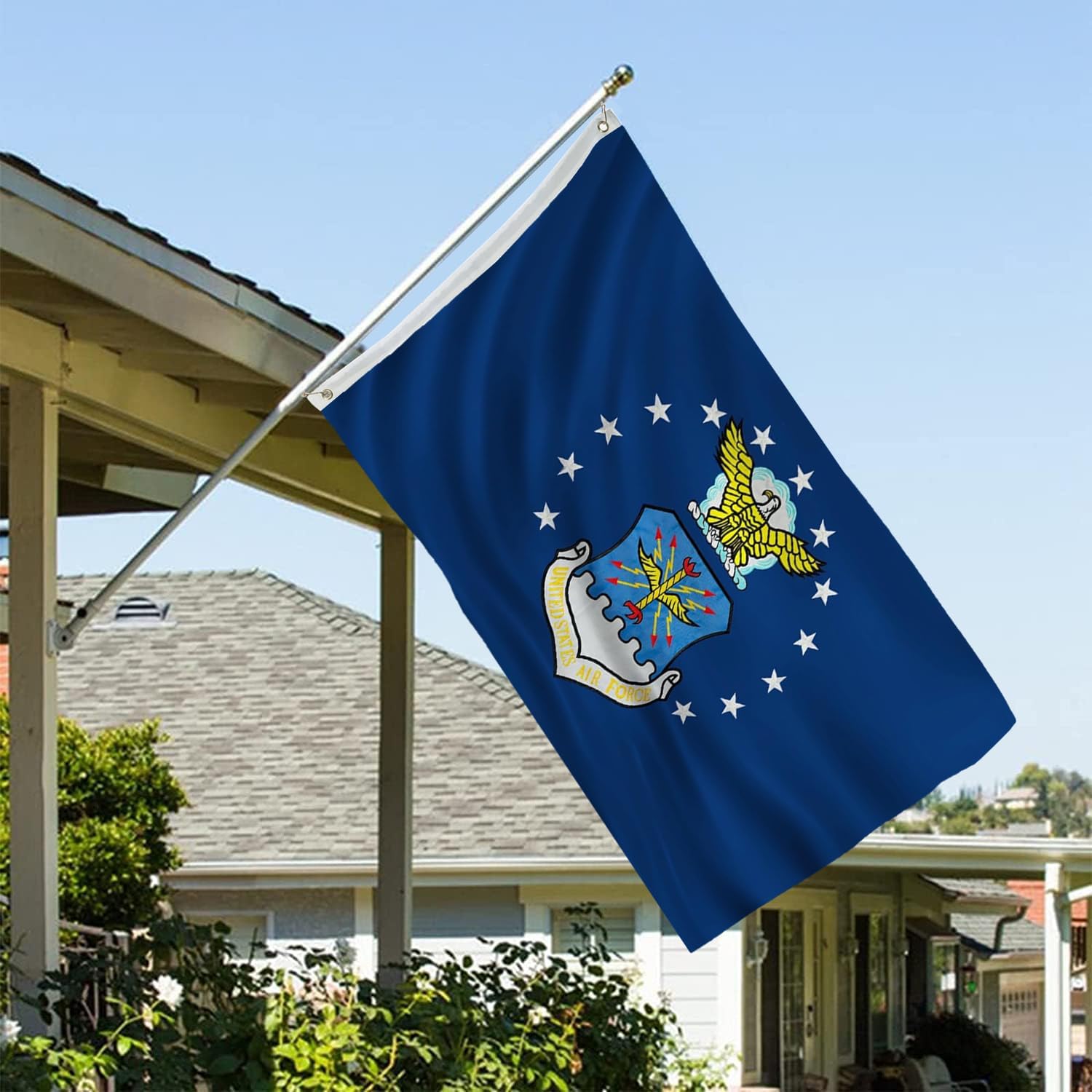 Us Air Force Military Flag 3x5 Outdoor Double Sided Embroidered US Airforce Flags Heavy Duty 340D Thick Polyester Material USAF Flag 3 x 5 Ft with 2 Metal Grommets 4 Rows of Stitching - Image 2