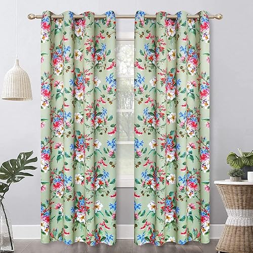 Cortinas opacas con ojales en la parte superior, cortinas florales para dormitorio, sala de estar, comedor, 52 x 63 pulgadas, 1 panel