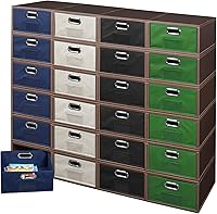 Vista 5 de Nicho - Contenedores de almacenamiento plegables de tela de tamaño medio, organizador (juego de 12), Tela, Azul