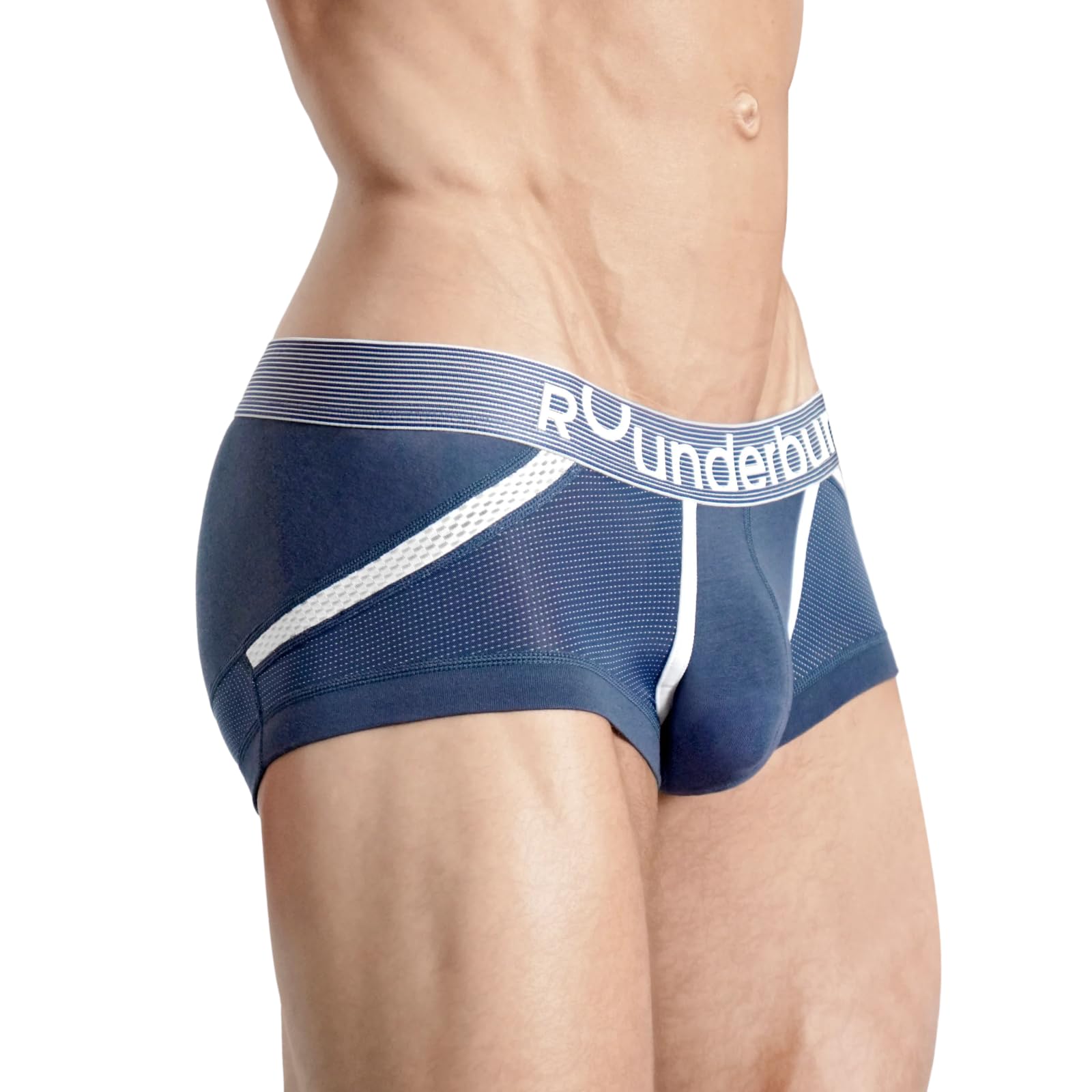 Rounderbum | Mens Underwear | Boxers for Men - Mini Trunk | Anatomic Tech - Shapewear Comfortable Underwear Cotton Underwear, Navy Anatomic Mini Trunk, L
