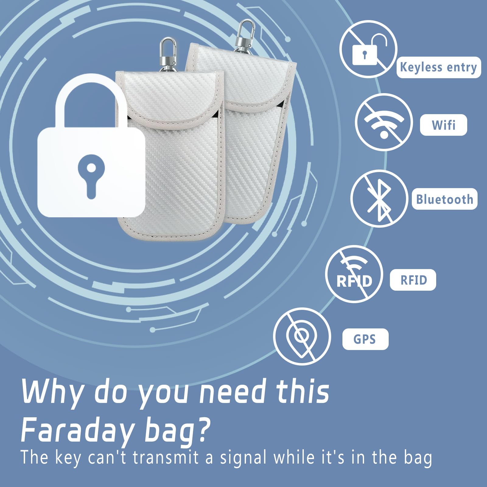 2 Pochettes Faraday Anti-Piratage Pour Clés Voiture - Bloque Signal & Protection Vol - 11