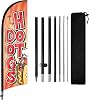 Hot Dogs Advertising Swooper Flag Banner, Hot Dogs Feather Flag with Flag Pole and Ground Stake, Advertising Feather Banner Sign for Hot Dogs Business 8Ft