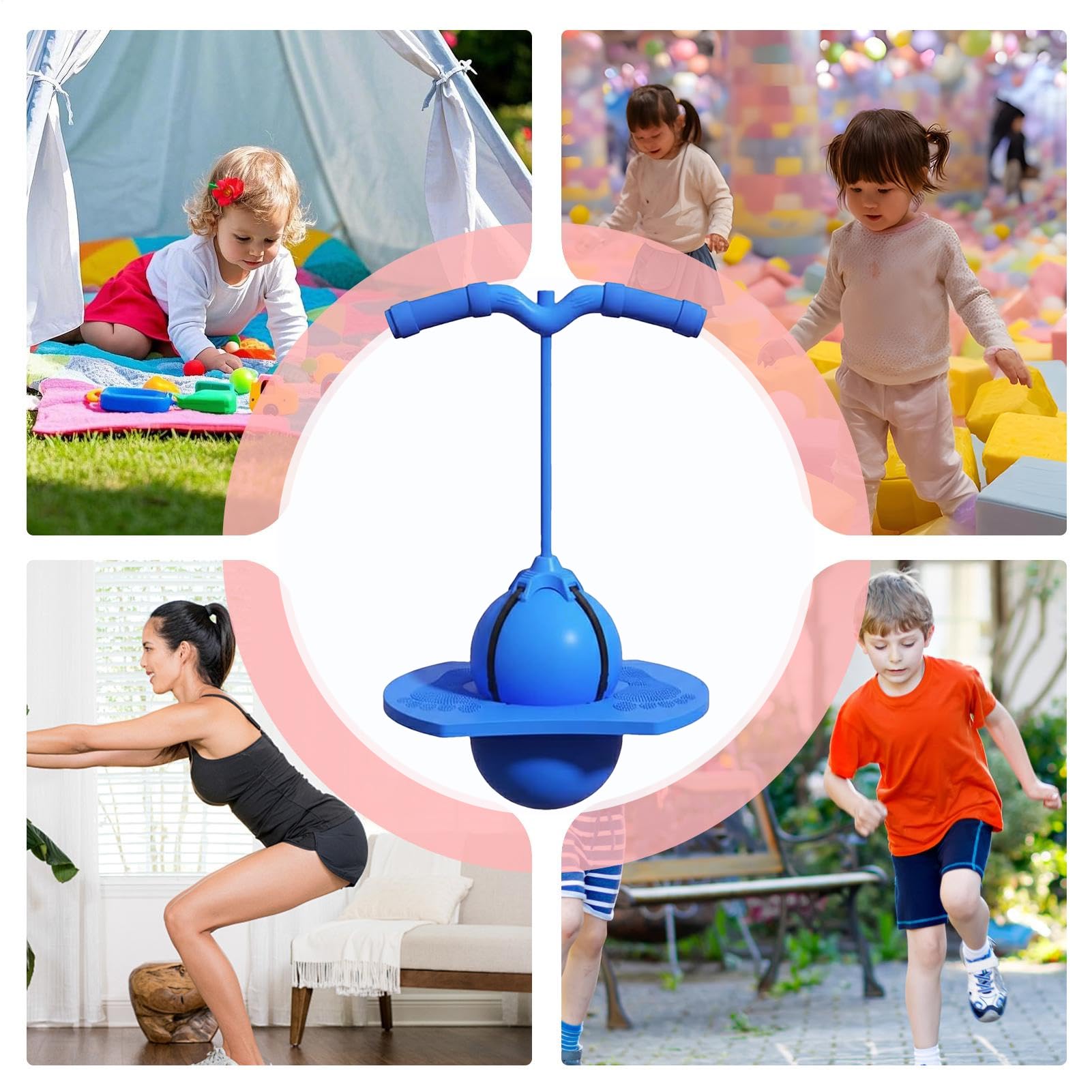 Ballon sauteur pour enfants - Jouet à sauter avec pompe à air - Ballon sauteur pour enfants - Pour adultes - Équilibre - Jeu en extérieur et en intérieur