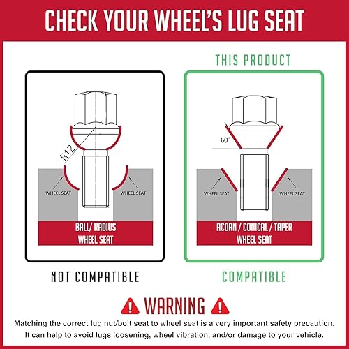 Miniatura 6 de Wheel Accessories Parts 20 pernos de rosca M12 x 1.5, 12 x 1.5, acabado cromado, vástago de 0.945 in de longitud, 0.669 in, hexagonal, compatible