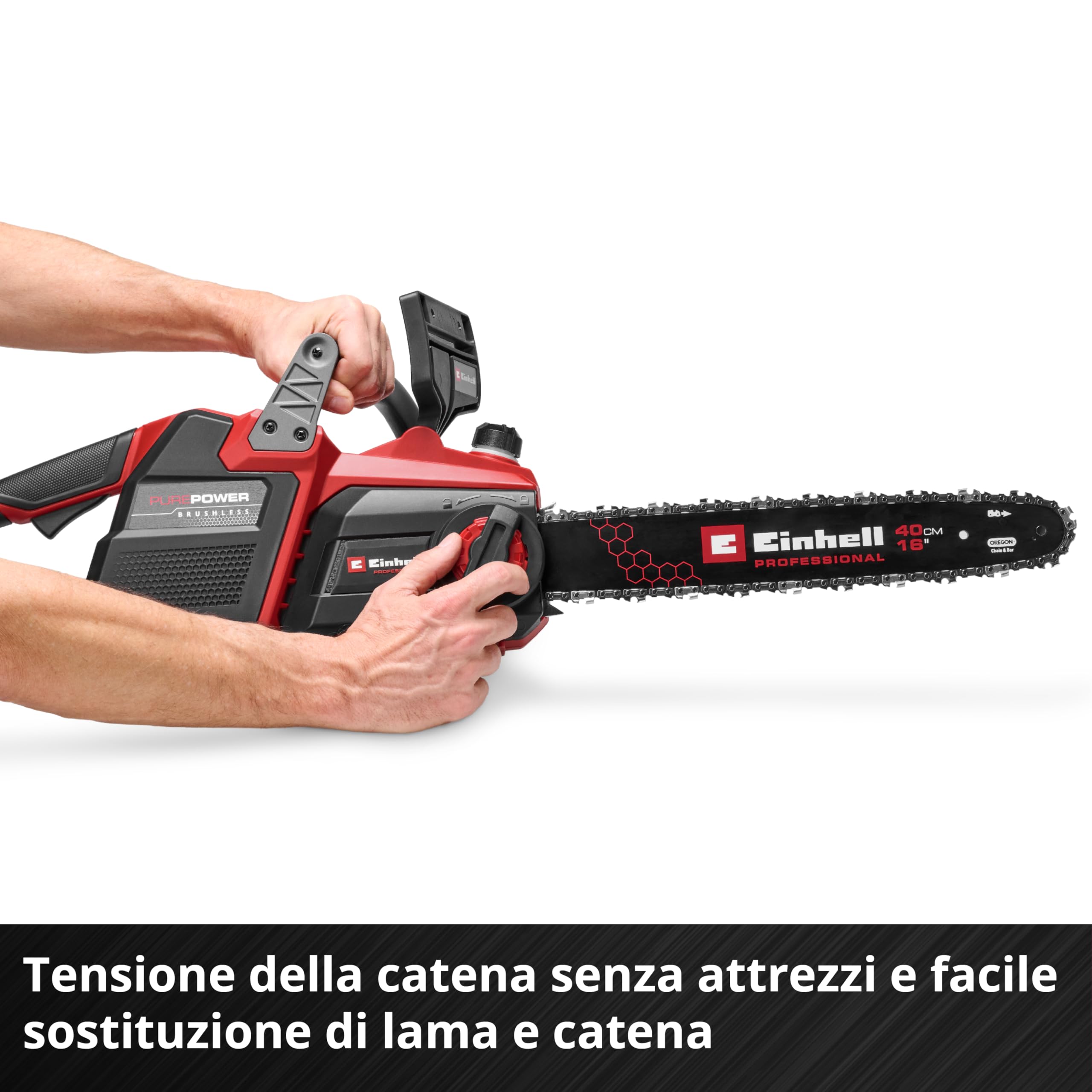 La sega a catena a batteria Einhell Professional GP-LC 36/40 Li BL-Solo (36 V, lunghezza di taglio 38 cm, brushless, velocità della catena 19 m/s, lubrificazione autom. della catena, senza batteria)