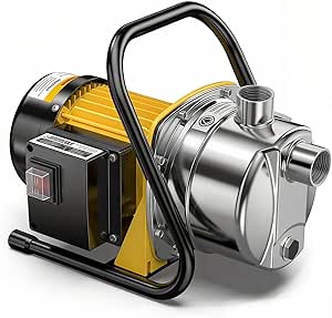 CrestWave Water Transfer Pump 1.6HP 1800GPH 110V Electric Portable Shallow Well Jet Pump Sprinkler Pump Irrigation Pump for Lawn Garden Irrigation Drainage with Iron Stand Handle Adapters