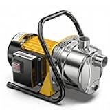 CrestWave Water Transfer Pump 1.6HP 1800GPH 110V Electric Portable Shallow Well Jet Pump Sprinkler Pump Irrigation Pump for Lawn Garden Irrigation Drainage with Iron Stand Handle Adapters