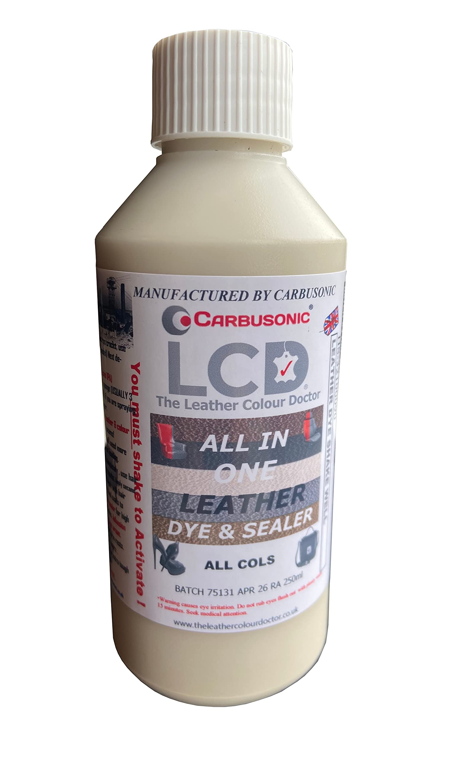 Carbusonic All in one Leather dye and sealant, Interior Leather Paint for Car Seats, Sofas, Arm Chairs, Shoes, Handbags & More. (Dark Grey, 500 ml) — view 24