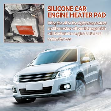 2Pcs Silicone Heater Pad, 120V 300W Car Oil Pan Heater with Thermal Protector 6 x 8 Universal Engine Block Heater Self-Adhesive Battery Heater Pad for Car Truck Oil Tank Type Cold Weather
