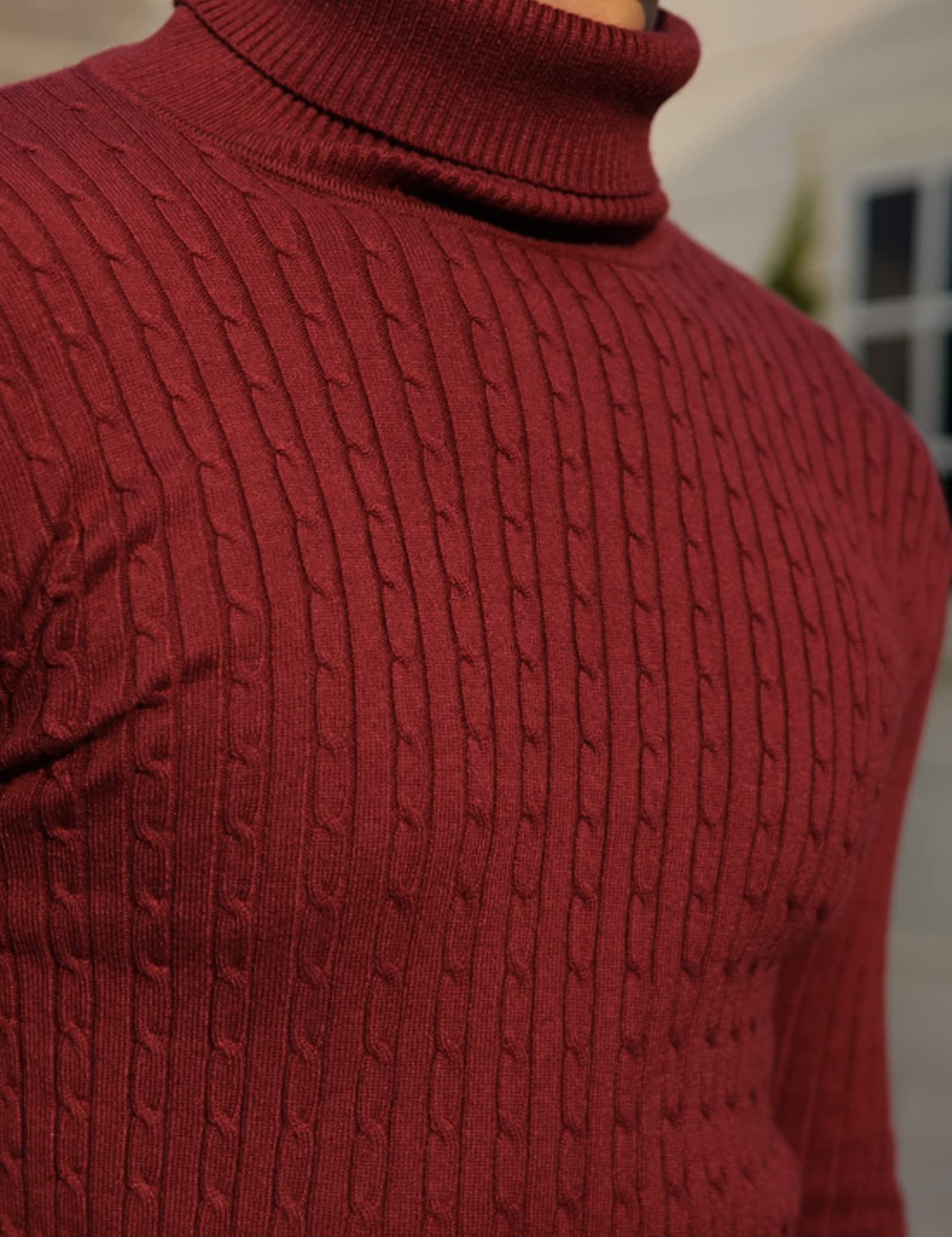 AIDEAONE Maglione Dolcevita da Uomo Maglione Casual a Costine Slim Fit a Maglia Collo Alto Pullover Dolcevita