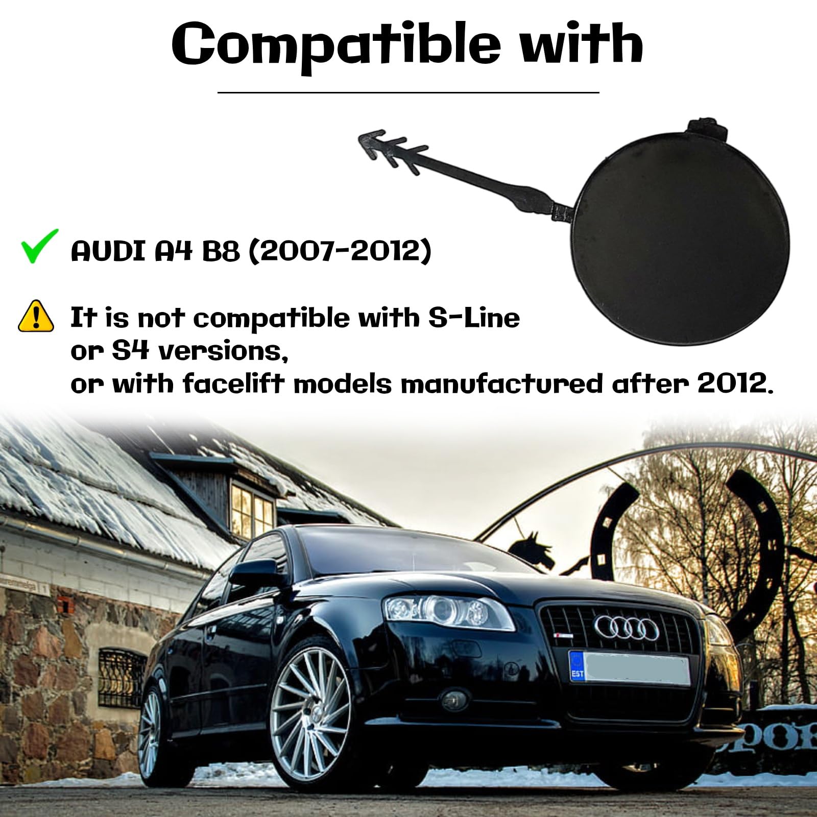 Twowinds Coprigancio Traino 8K0807241 Compatibile con Audi A4 B8 2007-2012 Paraurti Anteriore Destro Nero