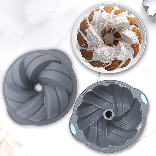 Miniatura 6 de Tongjude 4 moldes de silicona estriados para tartas, molde para hornear tubos, moldes de silicona para pasteles caseros, pan y gelatina, sin BPA,