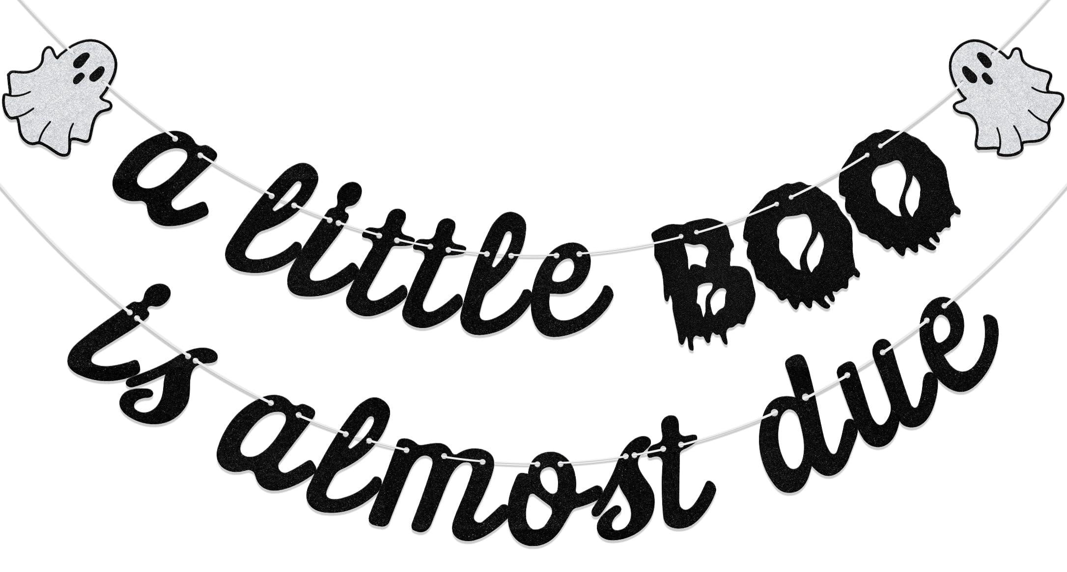 Aumccxz A little Boo is Almost Due Banner Halloween Gender Reveal Party Decorations A Baby is Brewing Baby Shower Decorations Black & Silver