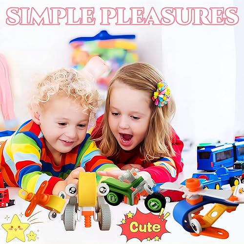 Miniatura 7 de 30 piezas de bloques de construcción de juguetes de ensamblaje, vehículos desmontables y juguetes de aviones, juego de juguetes sensoriales para