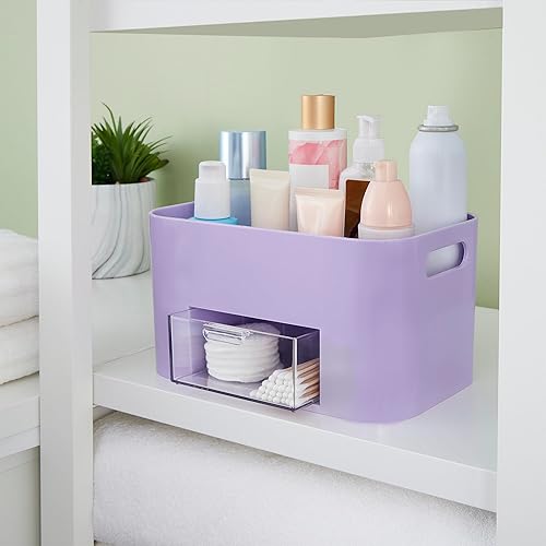 Miniatura 3 de STORi Bliss - Organizador de maquillaje morado lila para encimera, organizador de baño dividido y cajón de almacenamiento, soporte para brochas de