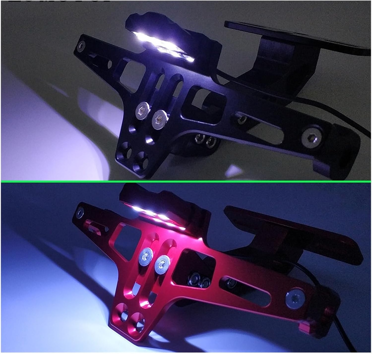 dengpandianzi Compatible with Yamaha Xt 600 Mt10 Mt 09 Tracer Suzuki Drz/LTZ 400 CNC Motorcycle License Number Plate Frame Holder Bracket with LED Signal(Gray)