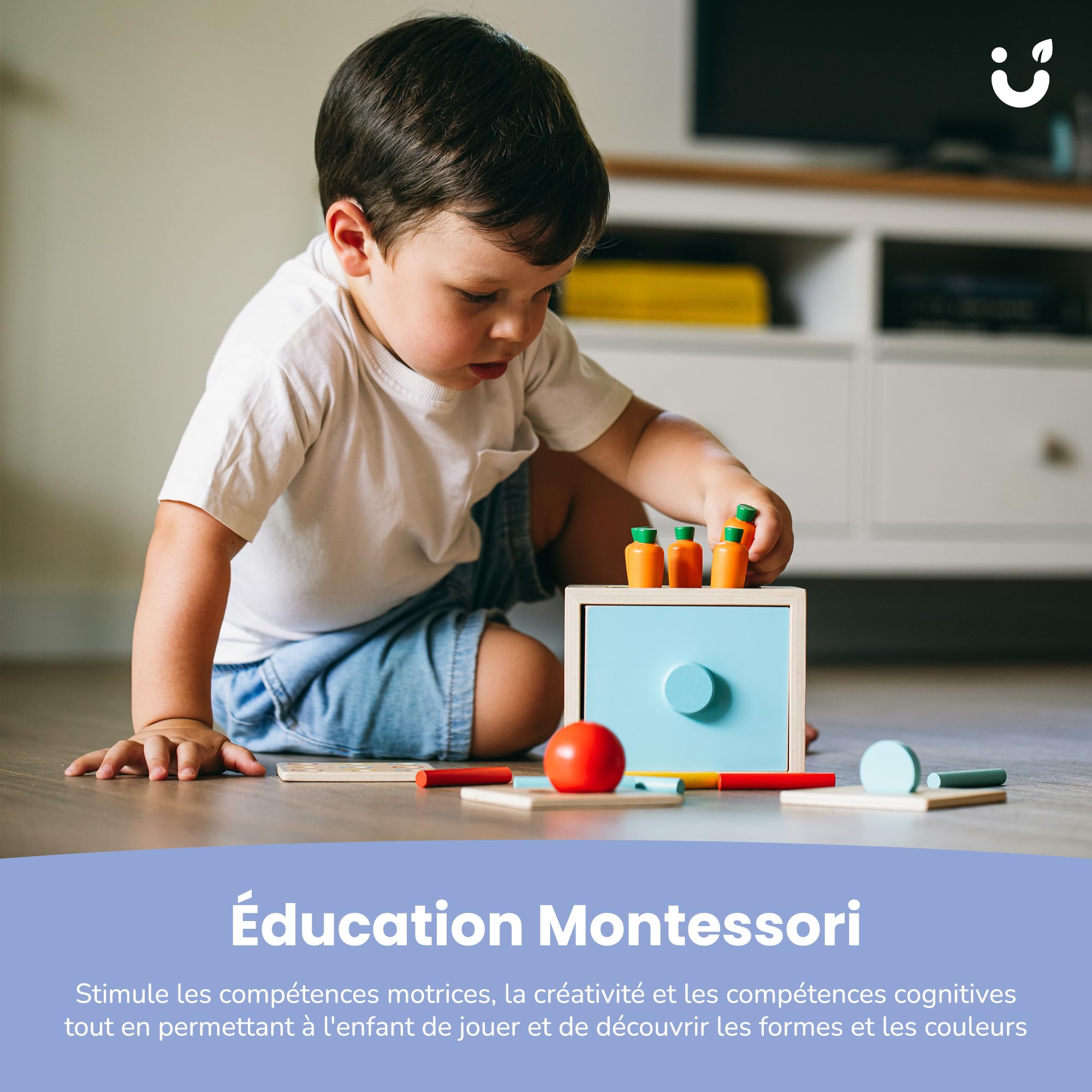 Cube D'activité Bébé 4 en 1 - Jouet Montessori 1 an - Jeux de Motricitée, Peinture Écologique et Bois Certifié FSC, Idéal pour l'Apprentissage et Le Jeu en Toute Sécurité
