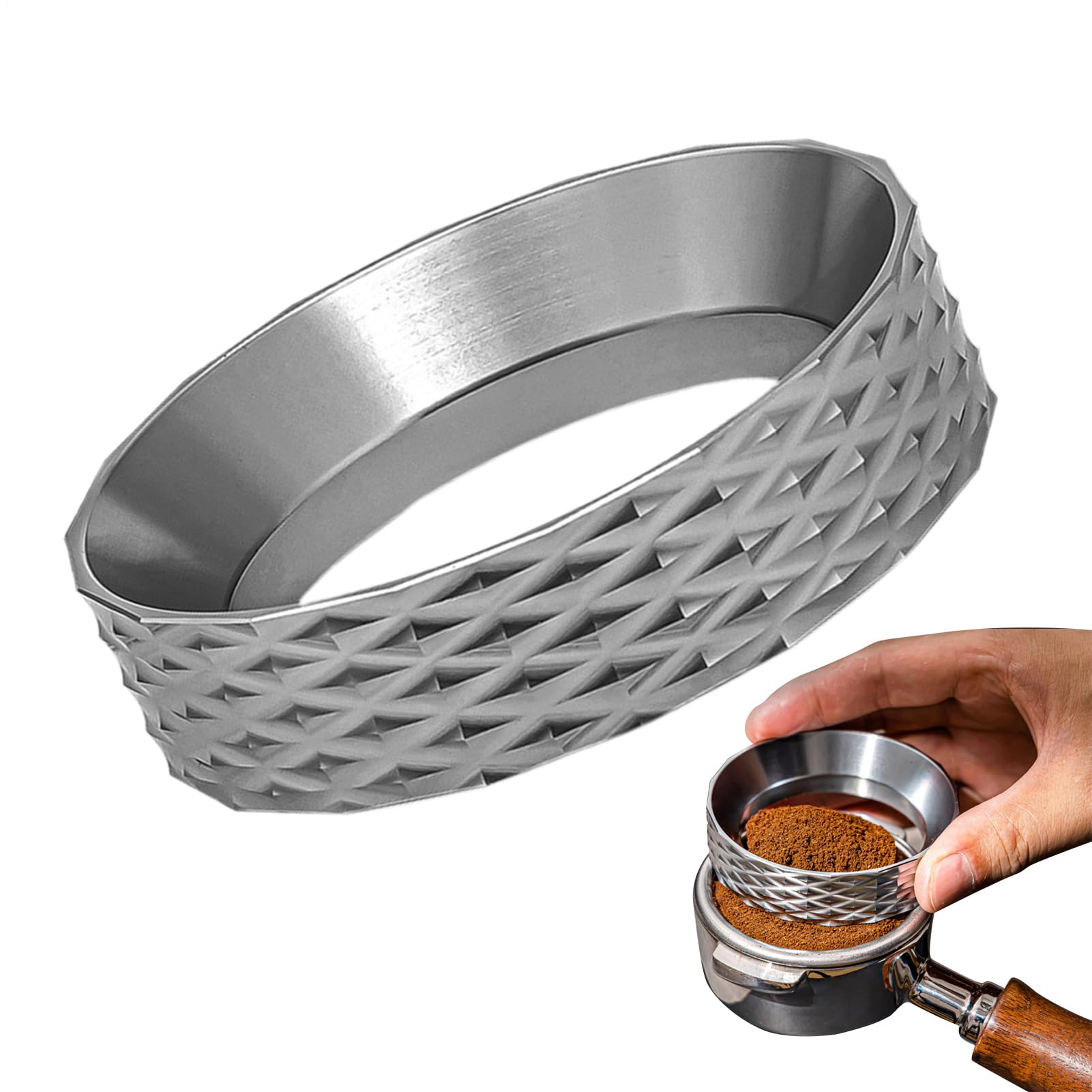 Embudo de dosificación con agarre magnético para colador de café espresso 8