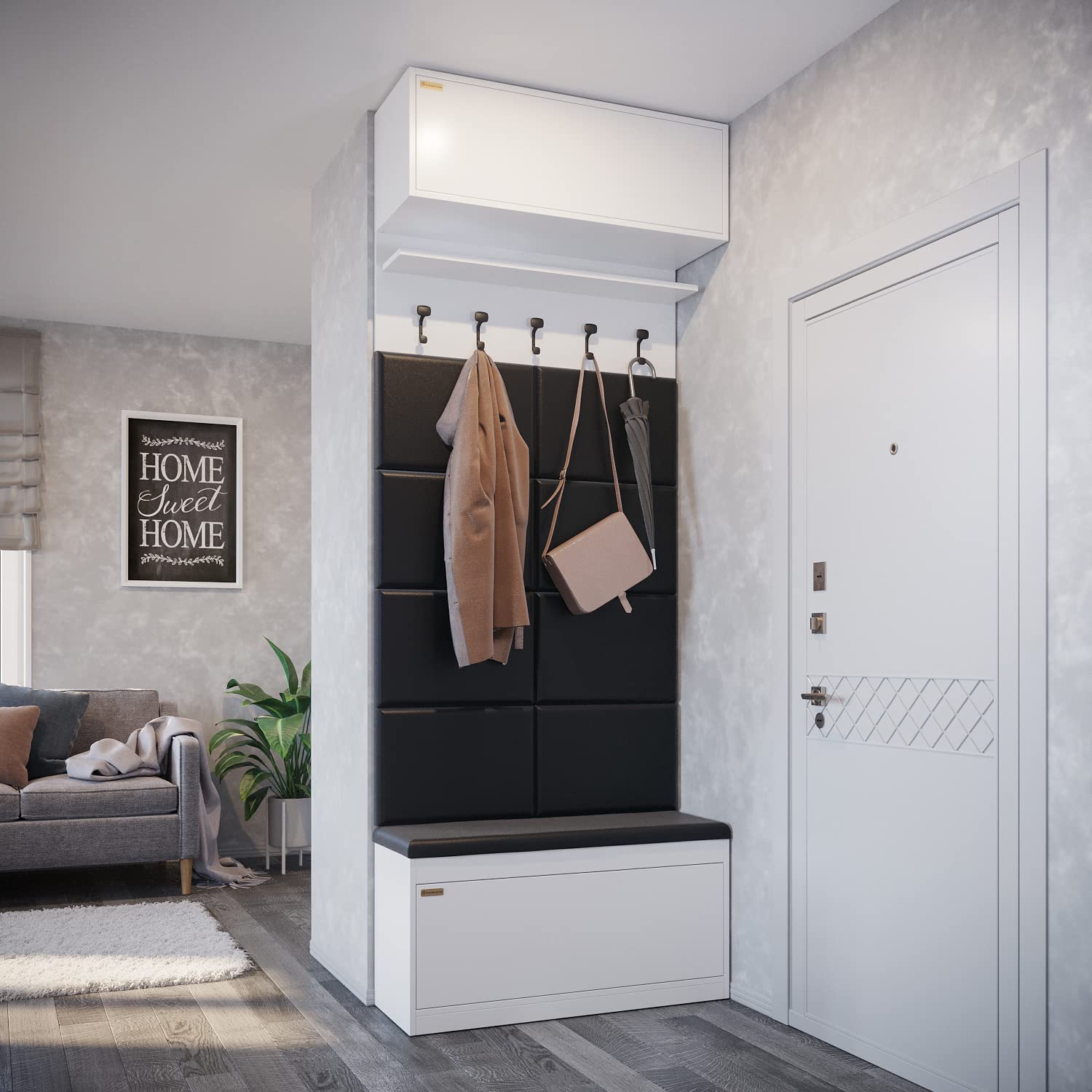 PLATAN ROOM Armadietto pensile, 100 x 35 x 35 cm, pensile da cucina pieghevole per bagno, corridoio, soggiorno, bianco