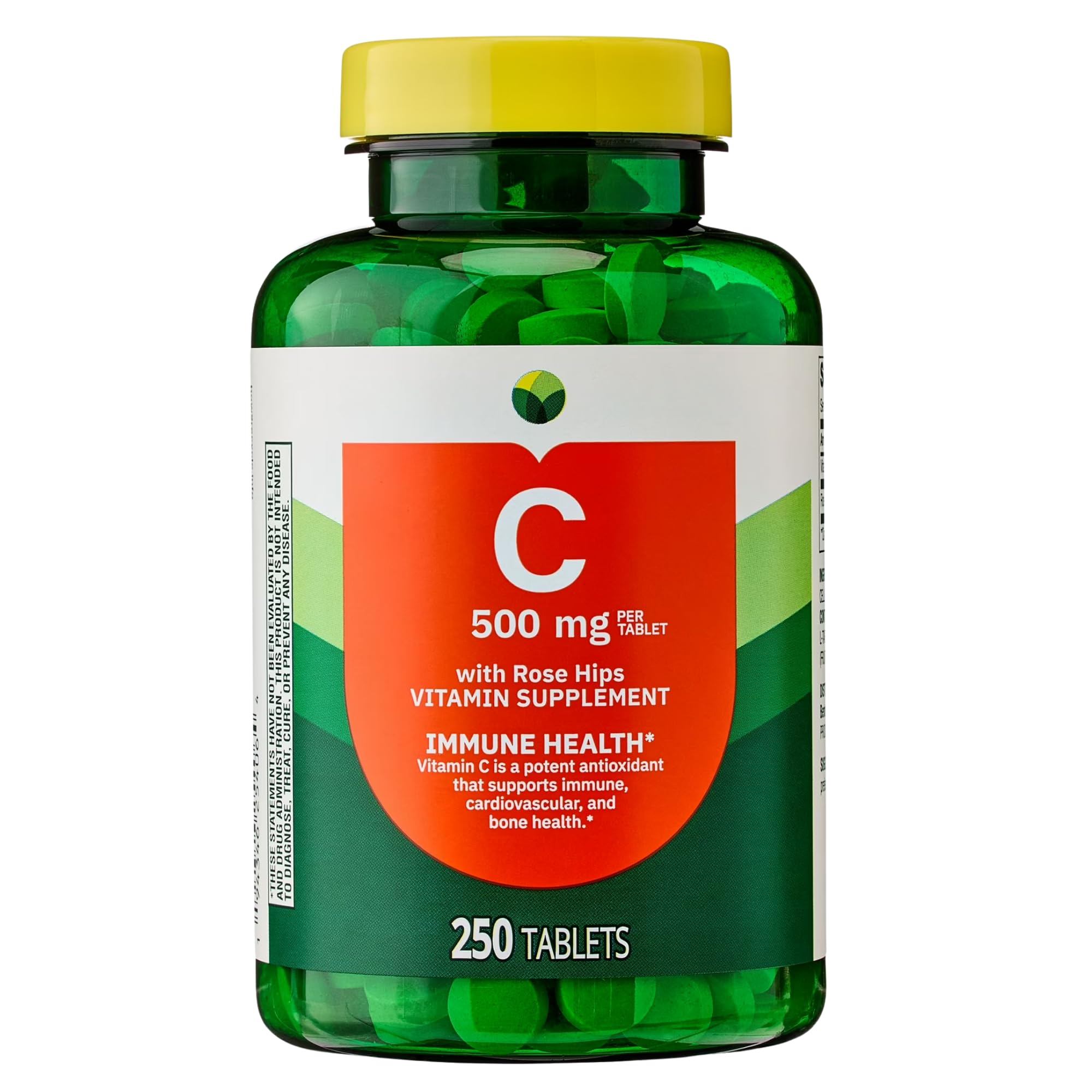 Spring Valley Vitamin C 500 mg with Rose HIPS | Immune & Antioxidant Support | 250 Tablets | Supports Collagen, Skin & Bone Health | Dietary Supplement | Non-GMO | Gluten Free | Pack of 1