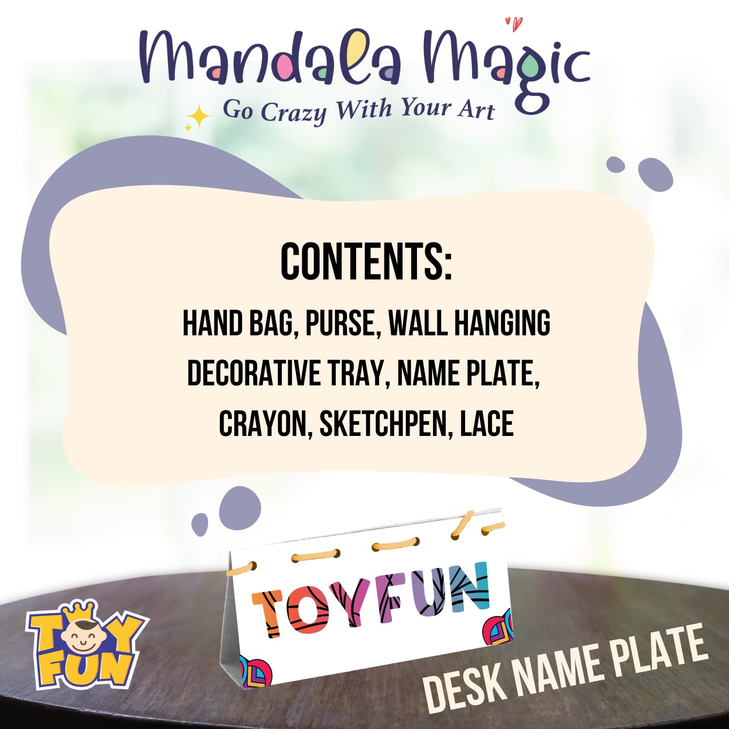 TOY FUN Mandala Art Magic Craft Game DIY Kit for Kids 5 to 8 Years | Birthday Gift | Colouring Game | Purse, Wall Hanging, Name Plate, Hand Bag - Image 4 thumbnail