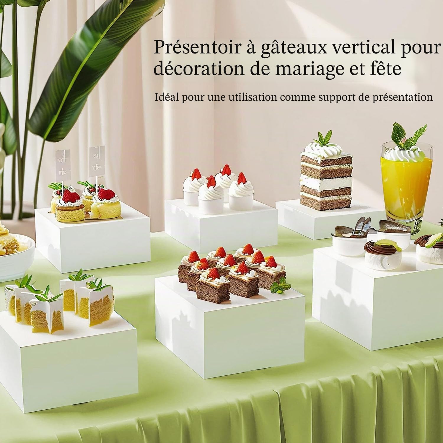 6 Pièces Presentoir Buffet Avec Mini Panneaux De Table,Cube En Acrylique Blanc Avec Fond Creux,6 Tailles Différentes En Acrylique Pour Décoration Fête,Pour Desserts/Bijoux Décoration De Fête(Cube-6)