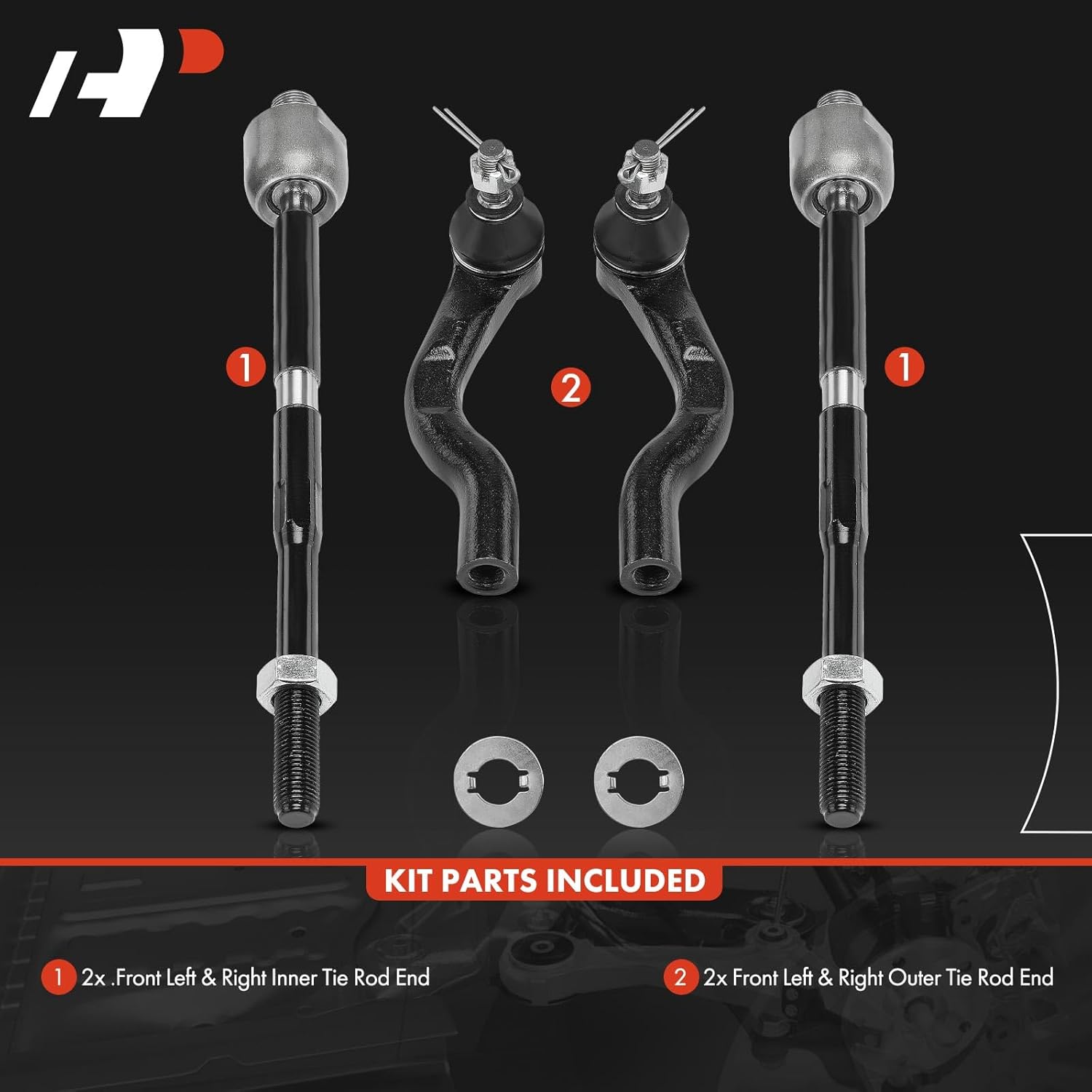 A-Premium Set of 4, Front Inner and Outer Tie Rod End Kit, Compatible with Honda CR-V CRV 2017-2023
