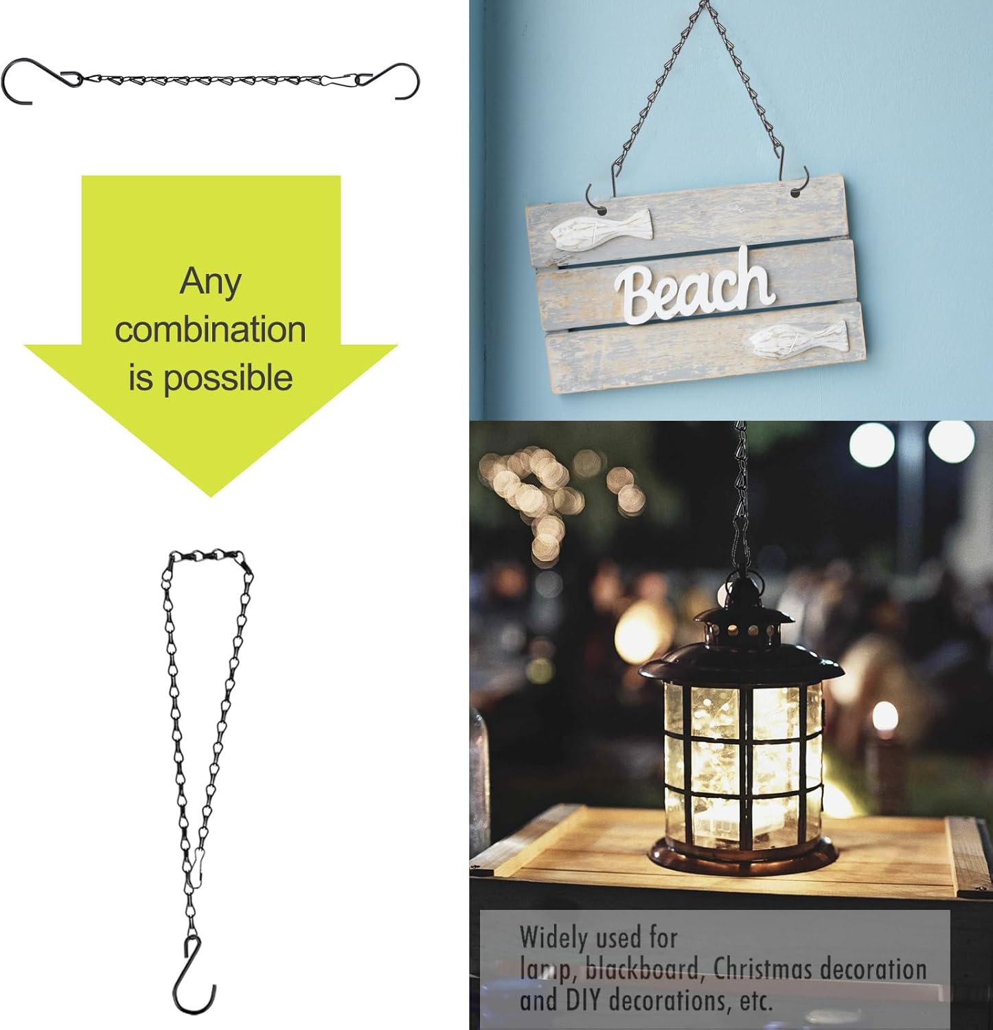 RIFNY 20 Inch Chain for Hanging Plants, Black Small Plant Chains for Hanging Baskets Kits with Hooks for Bird Feeders Planters Billboards Lanterns Wind Chimes Ornaments Outdoor Indoor Use (5 PCS) - Image 3