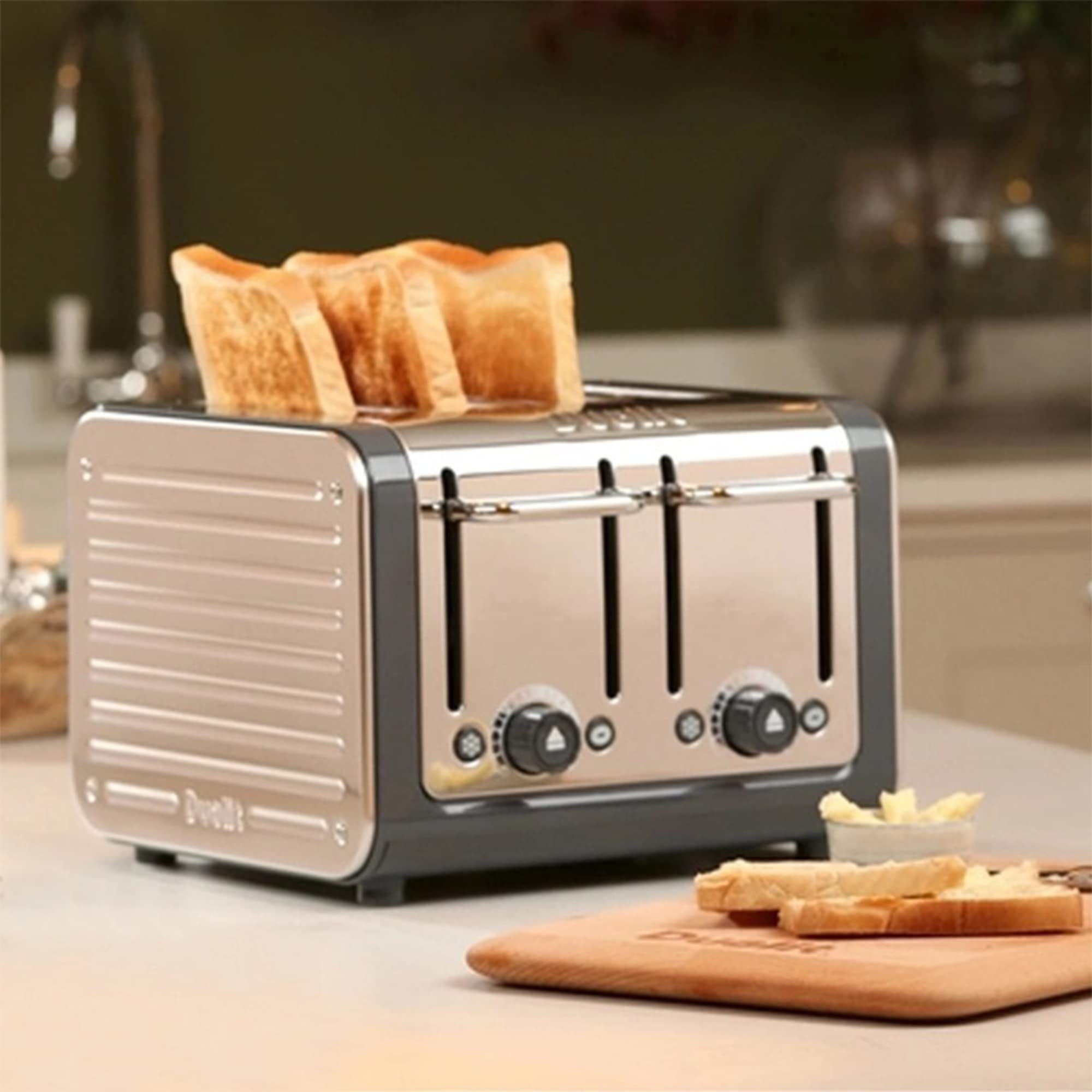 Dualit Caldera clásica y tostadora de 4 rebanadas 1.5L ranura extra ancha Bagel y Bun calentamiento función de descongelación 2.3kW
