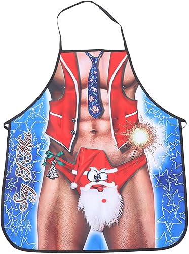 Miniatura 1 de EXCEART Divertidos delantales de Navidad Se-xy para mujer, delantal de cocina, delantal de cocinero, babero para fiesta de Navidad, intercambio de
