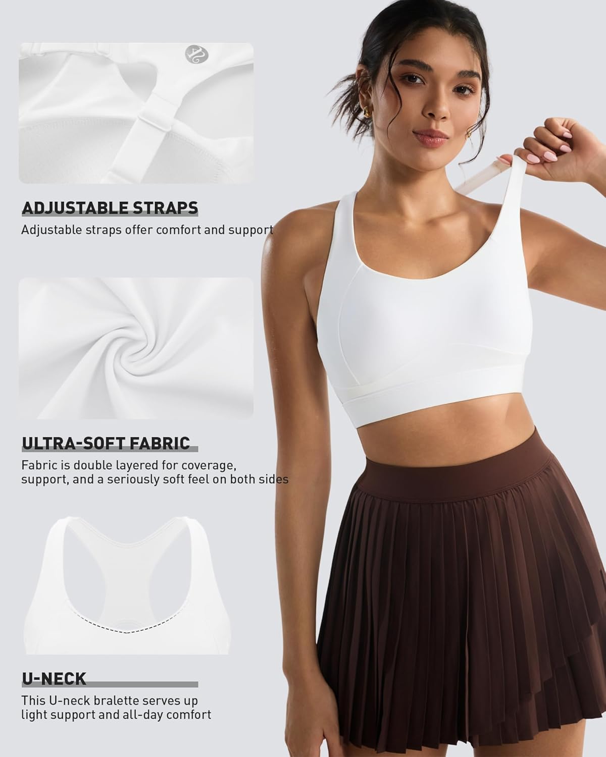 RUNNING GIRL Adjustable Straps High Impact Sports Bra for Women,High Support Workout Sports Bras with Sewn in Pads - Image 2