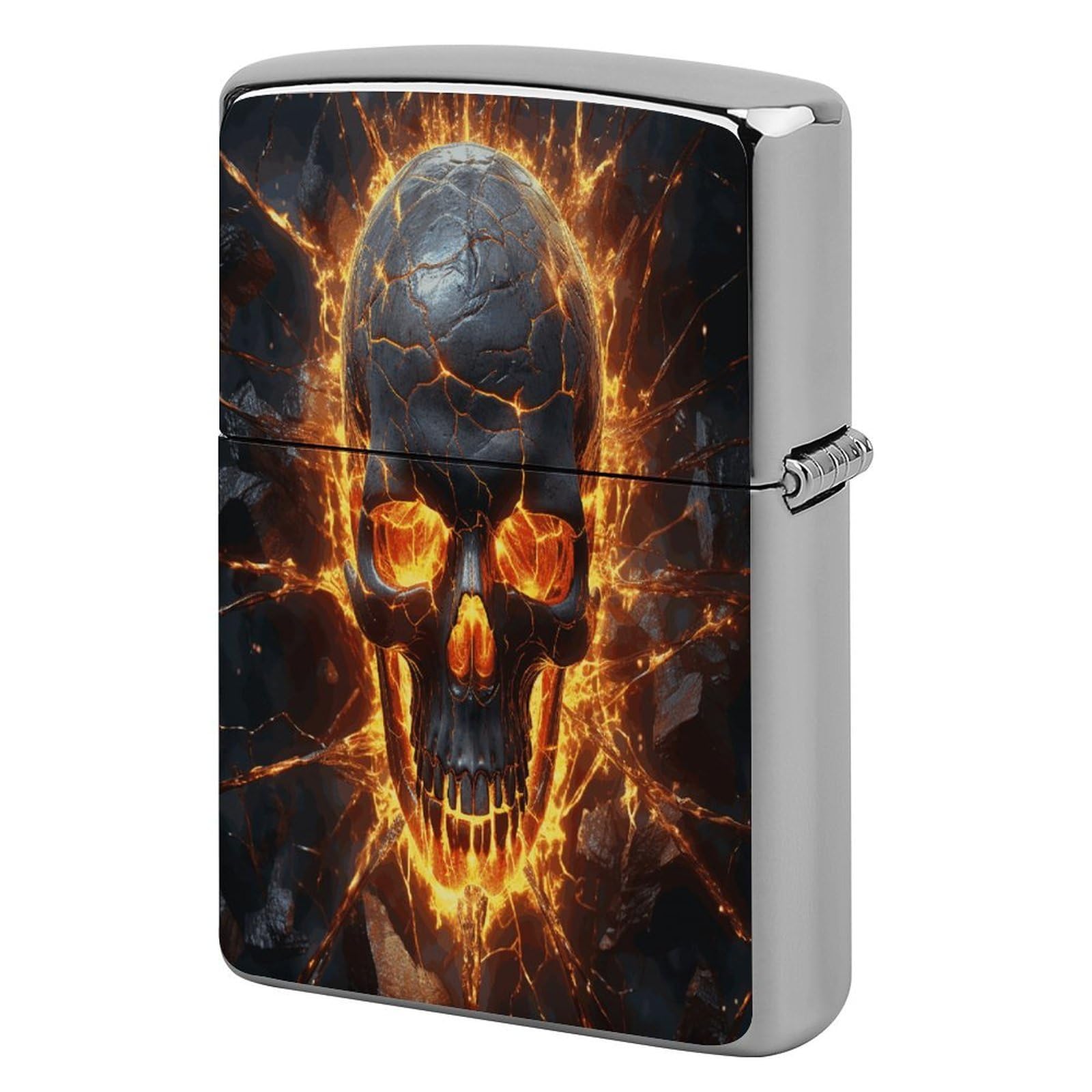 Btcowzrv Style Shattering Of Skull Metal Lighter Case Sleeve Cover Holder