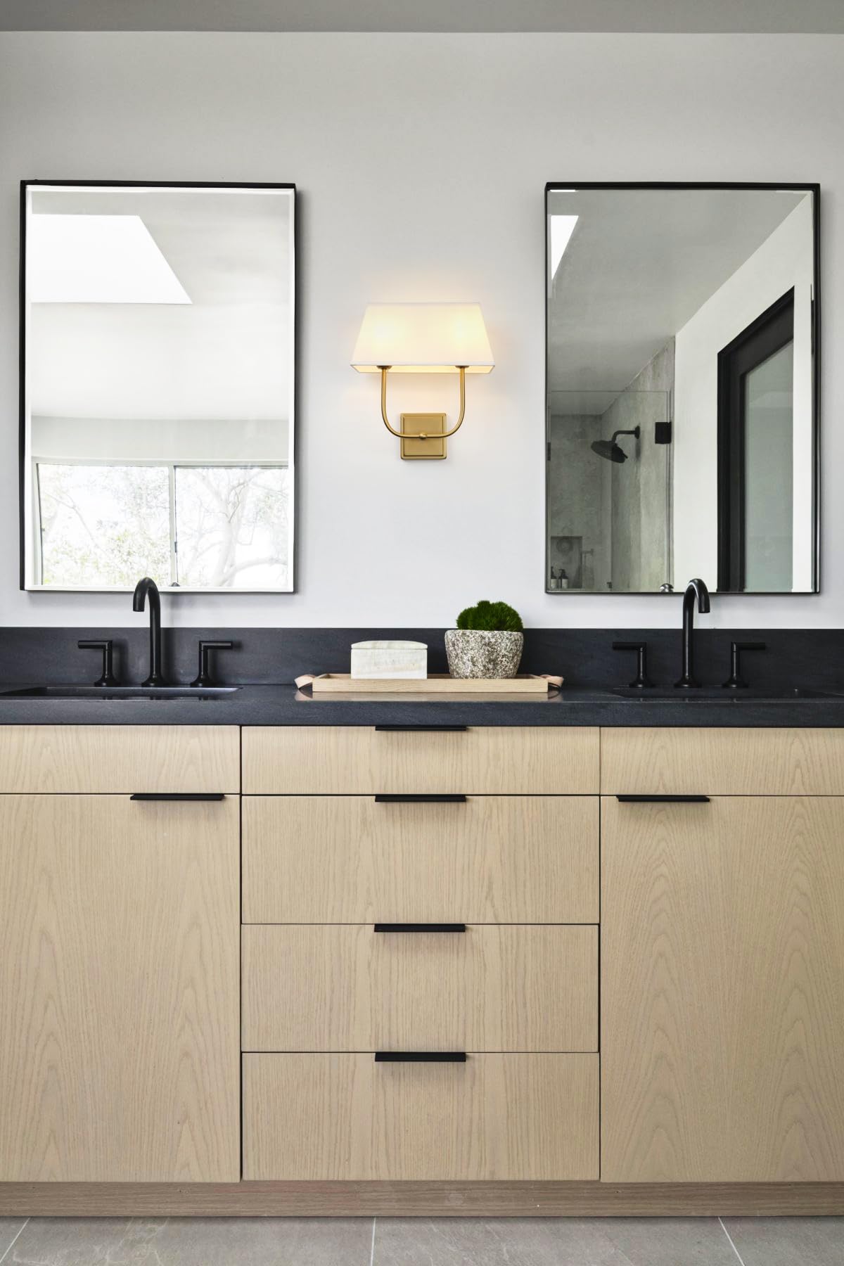 PERMO Transitional Double Sconce 2 Lights Indoor Sconce Wall Lighting with White Textile Fabric Square Shade for Bedroom Bedside Living Room (Antique)