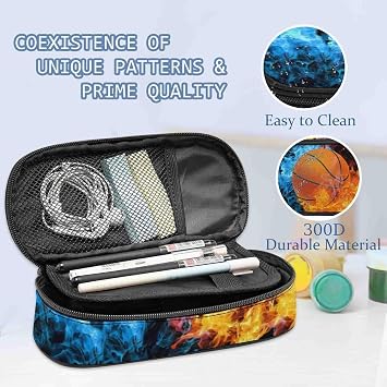 Basketball Printed Pencil Case, Large Capacity Pencil Pouch, Pencil Bag with Zipper Compartment, Boy's Multifunction Stationery Bag for Back to School Students