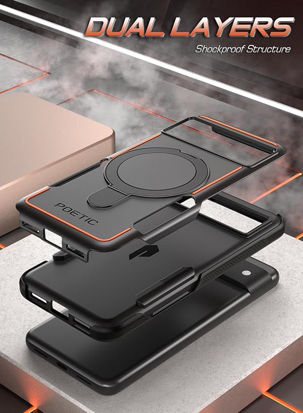 Poetic Neon MagPro Case Compatible with Pixel 8 5G 6.2 inch,[Compatible with MagSafe] Dual Layer Heavy Duty Tough Rugged Shockprotective New Cover, Magnetic Ring Stand, Black by Poetic - Image 3