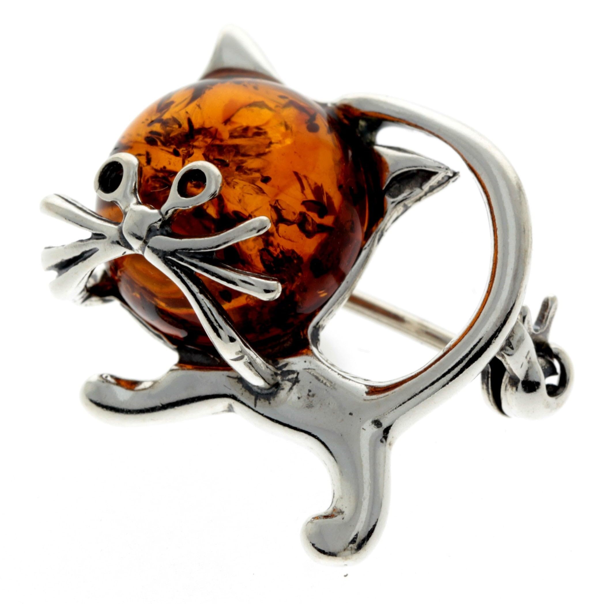 SilverAmber Damen - 925 Silber Brosche mit Bernstein - 4174