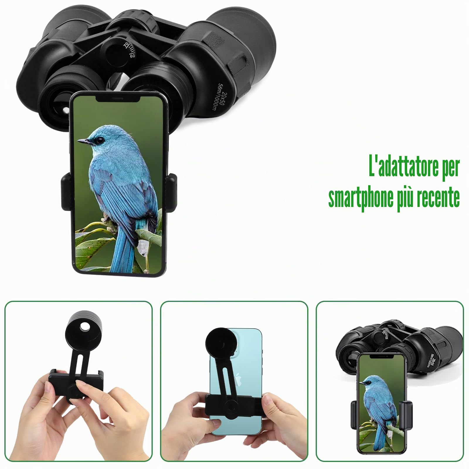 Binocolo 20x50 per Adulti, Binocolo Impermeabile HD con Prisma BAK4 e Lente FMC, Telescopio Binoculare Portatile per Birdwatching, Calcio, Escursioni, Concerti.