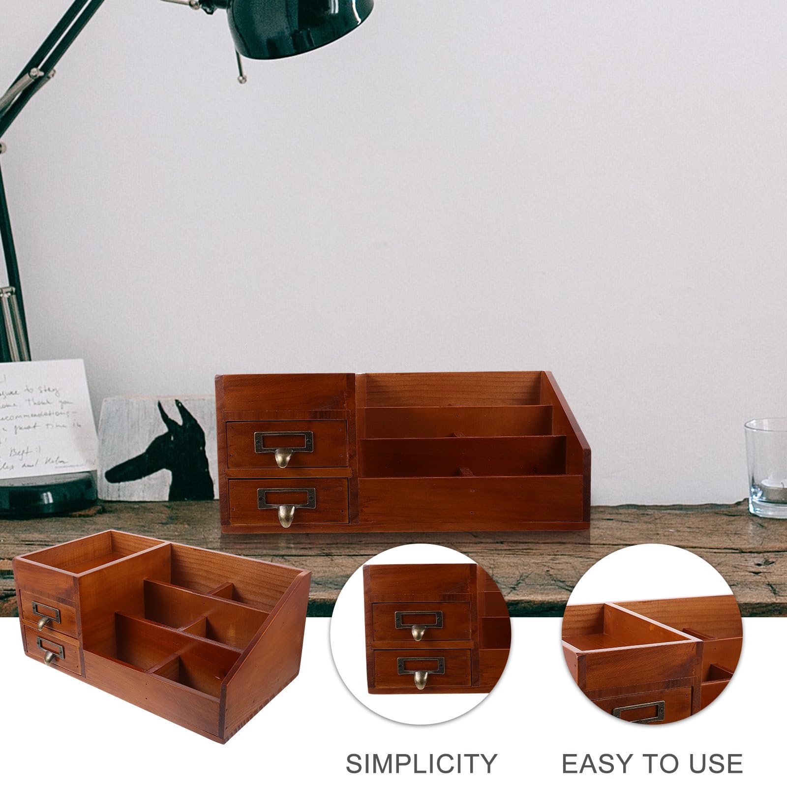 Schreibtisch Eleganter Multifunktionale Organizer mit Schublade Aufbewahrungsbox für Kosmetik und Schmuck für Büro und Schminktisch