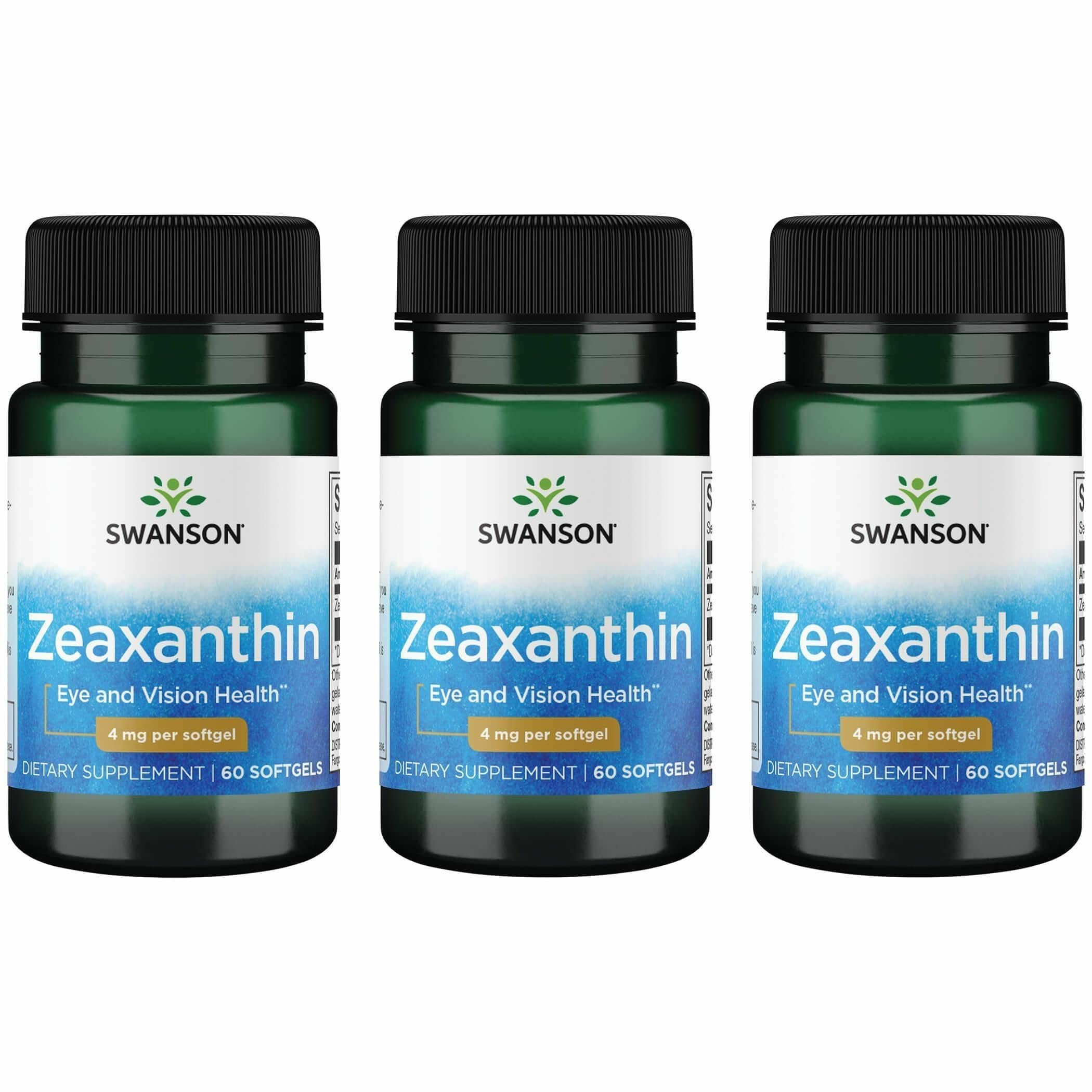 Swanson Zeaxanthin Eye Health 4 mg, 60 Softgels, 3 Pack 60 Count (Pack of 3)