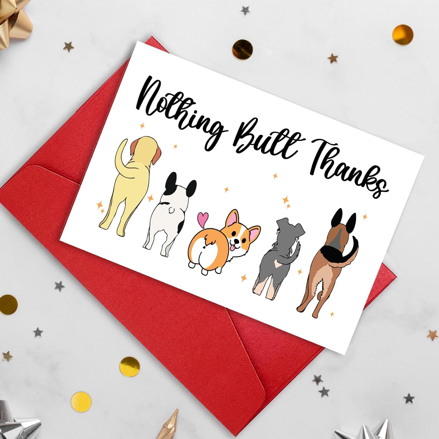 Cute Dog Thank You Card for Teachers Boss Friends, Funny Appreciation Gifts for Women Men, Veterinarian Gifts, Nothing Butt Thanks Pun Card multicolor image 3 of 5 B0CR9X3VC6