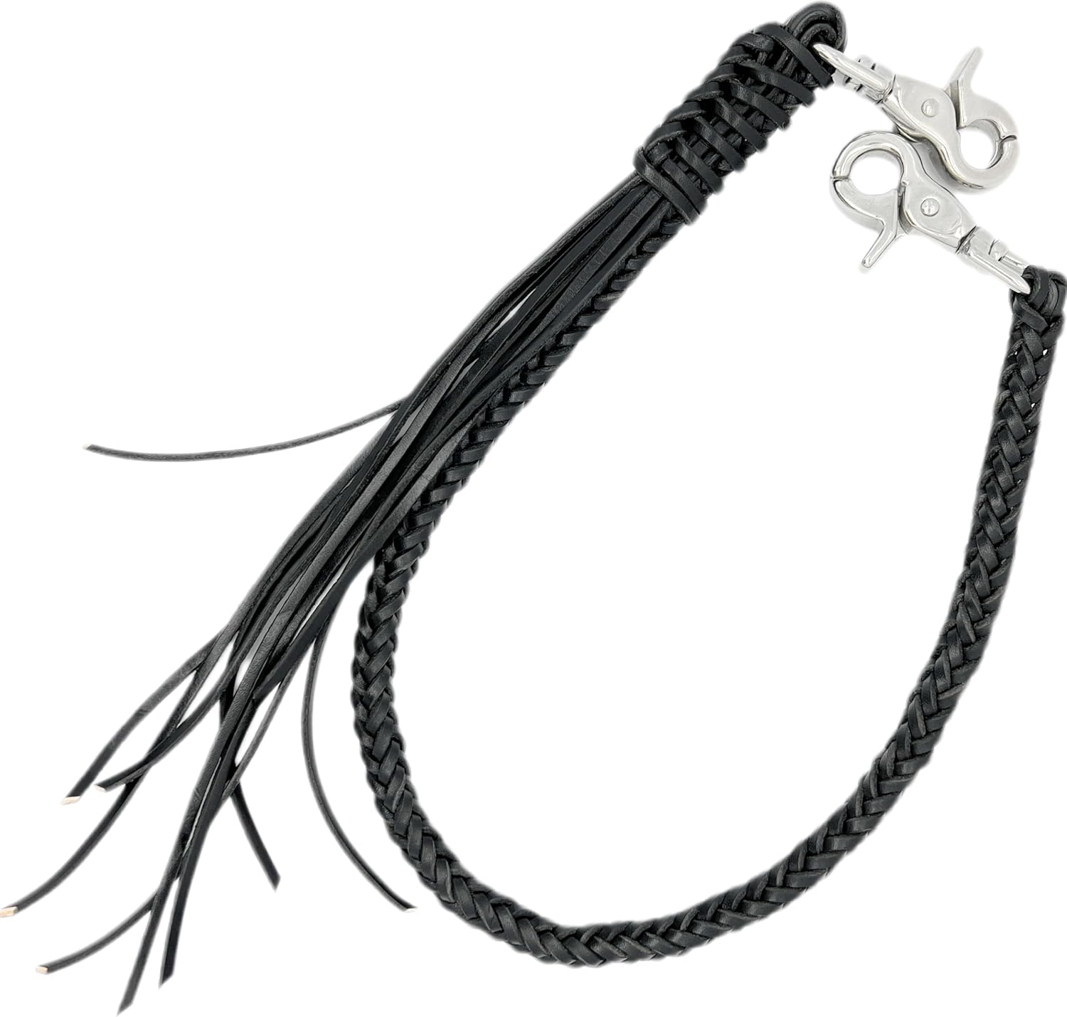 Braided Genuine Leather Wallet Chain With Swivel Trigger Snap ，Stylish Biker Punk Key Chain For Men