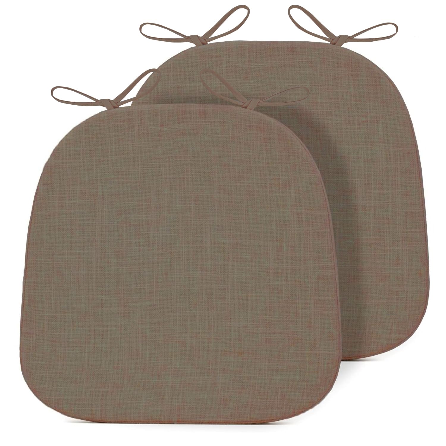Set di 2 cuscini per sedie da pranzo con laccetti, cuscinetti in schiuma ad alta densità, con retro antiscivolo, per interni ed esterni, sfoderabili (caffè caldo, 4 spessori, 43 x 40 cm)