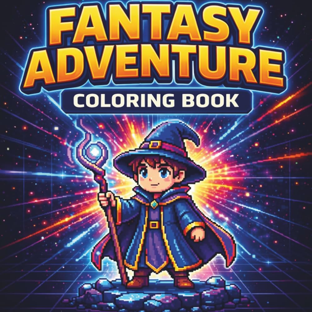 Fantasy Coloring Book for Boys Ages 8–12: Bold and Easy Dragon, Knight & Wizard Adventures – 35 Large Pages for Fun, Relaxing and Creative Play (Gaming Coloring Books for Kids)