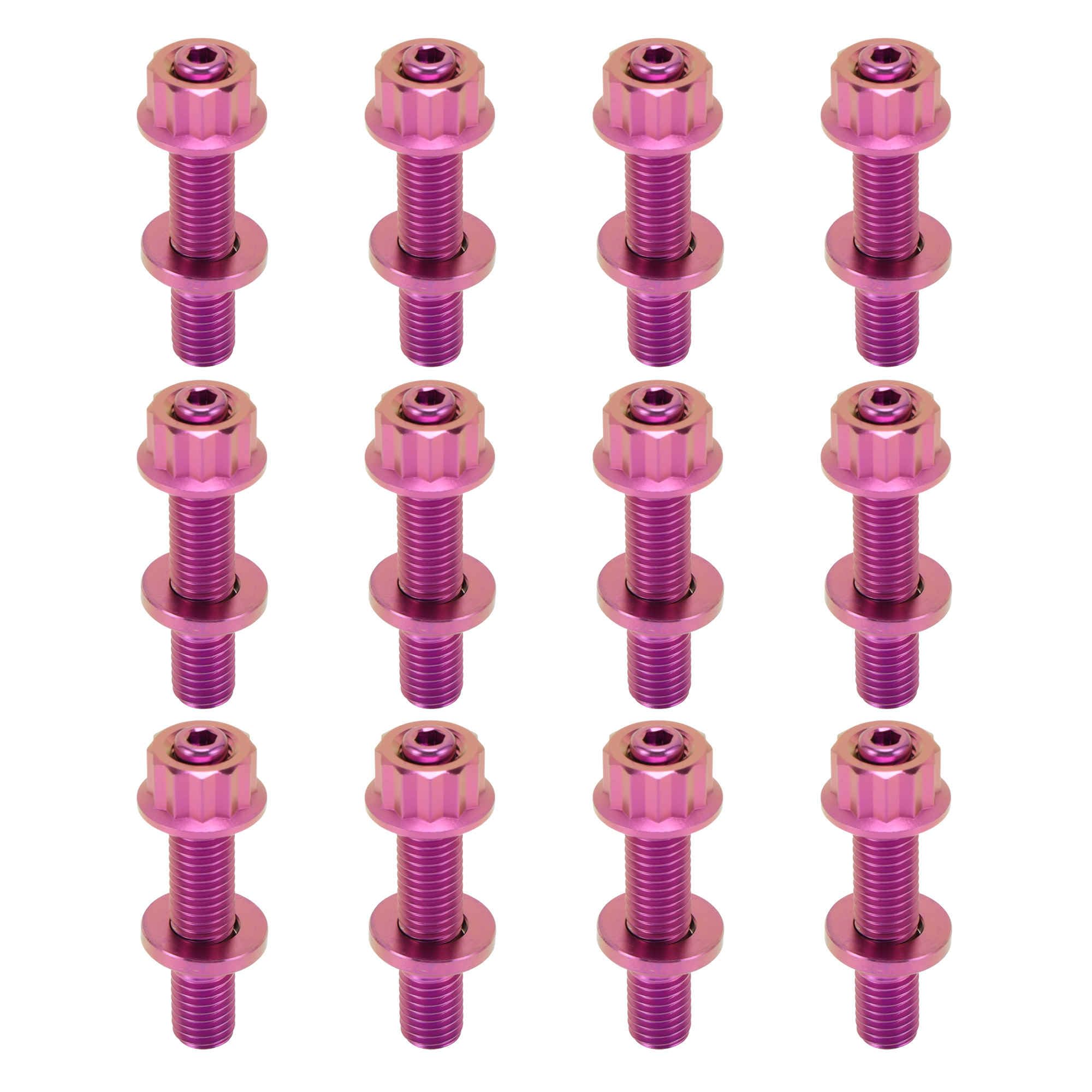 12 Set Bulloni Per Collettore Di Scarico In Lega Di Titanio M10 X 54mm Passo 1.5 Kit Bulloni Per Collettore Di Scarico Dadi Rondelle Viola
