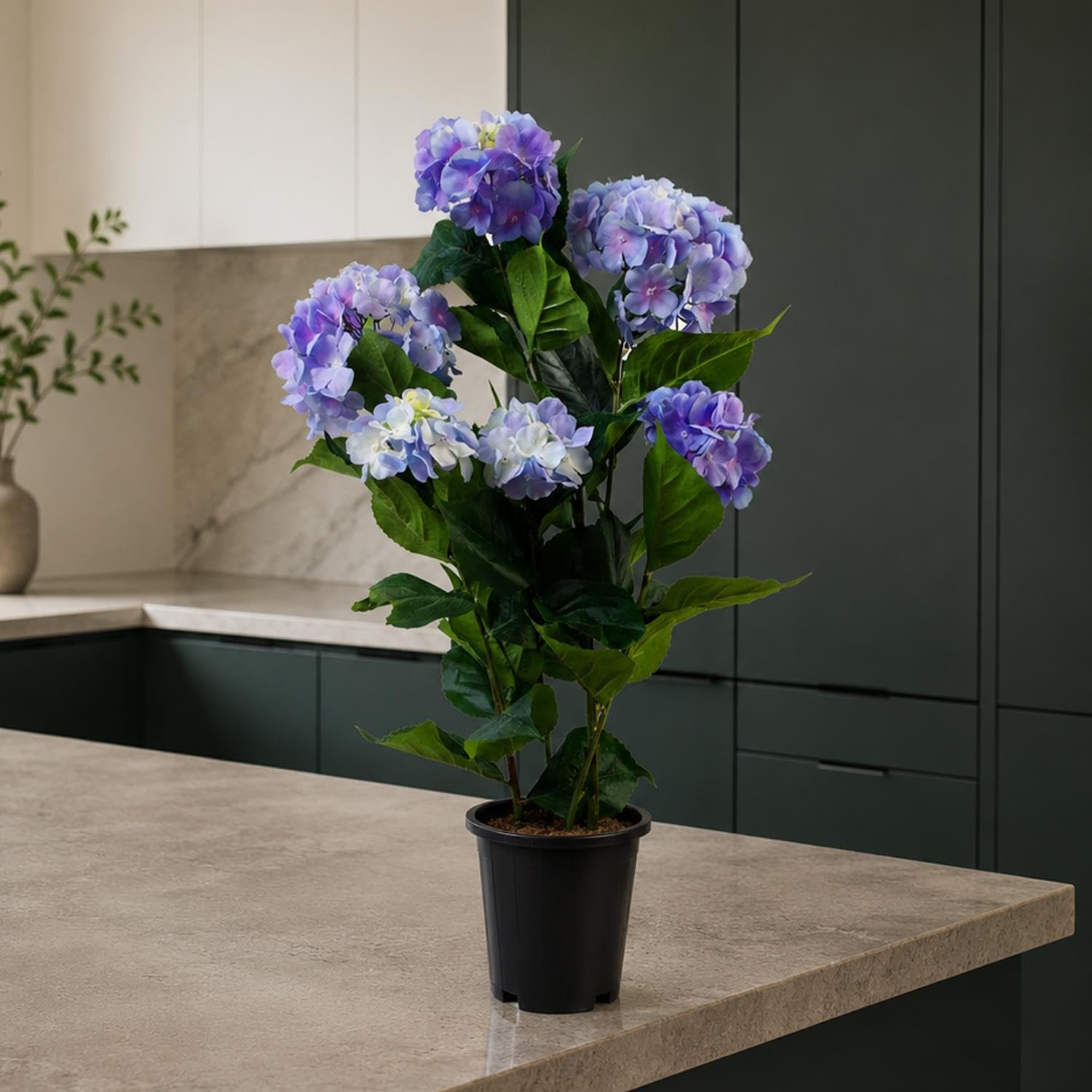Leaf Artificial Hydrangea Flowering Plant Blue