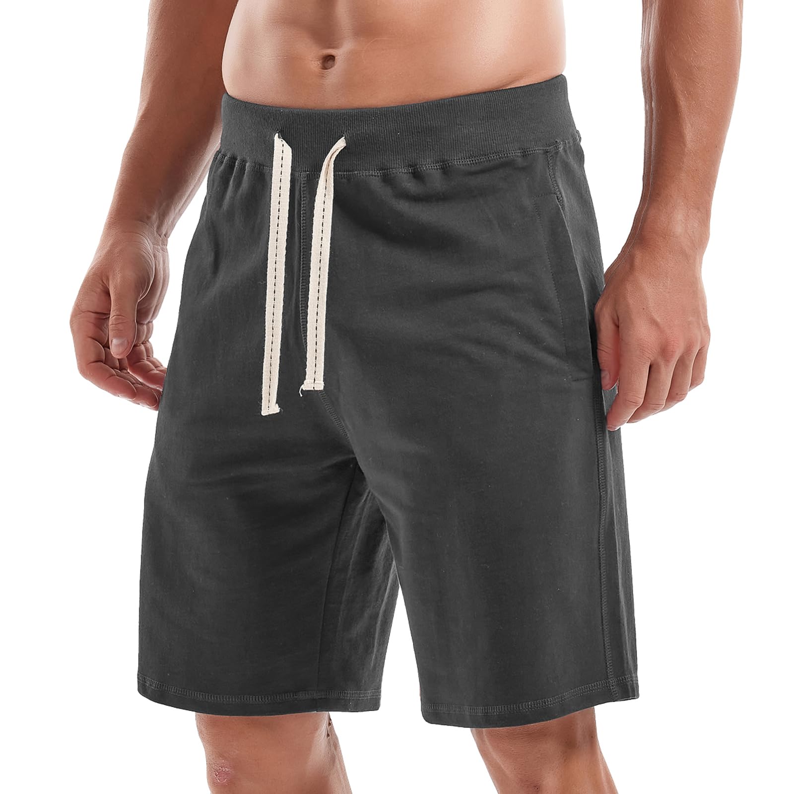 Amy Coulee Men's Anchor Gray Cotton Shorts Casual Sports Shorts With Pockets Athletic Workout Shorts (Medium, )