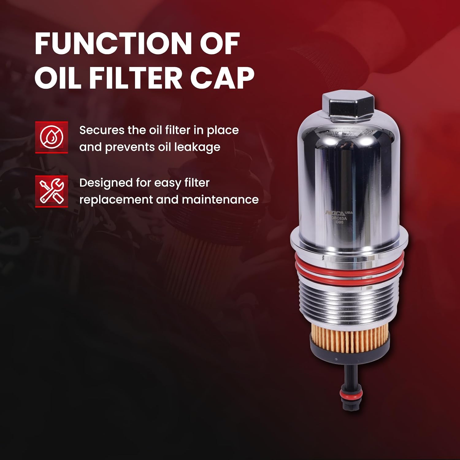 MOCA Aluminum Oil Filter Cap fits For Ford 2021-2024 Bronco 2.7L, 2022-2024 Bronco 3.0L, 2015-2024 Edge 2.7L, 2020-2024 Explorer 3.0L, 2020-2023 Explorer 3.3L, 2015-2024 F150 2.7L, 2017-2019 Fusion