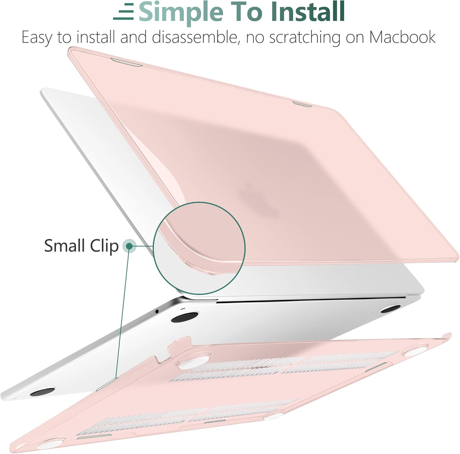 MEEgoodo for M5/M4/M3/M2 MacBook Air 15 inch Case 2026 2025 2024 2023, Glossy Case Fit Model(A3448/A3241/A3114/A2941), Cover for 15.3-inch Laptop with Keyboard & Webcam Cover & OTG Adapter,Candy Pink